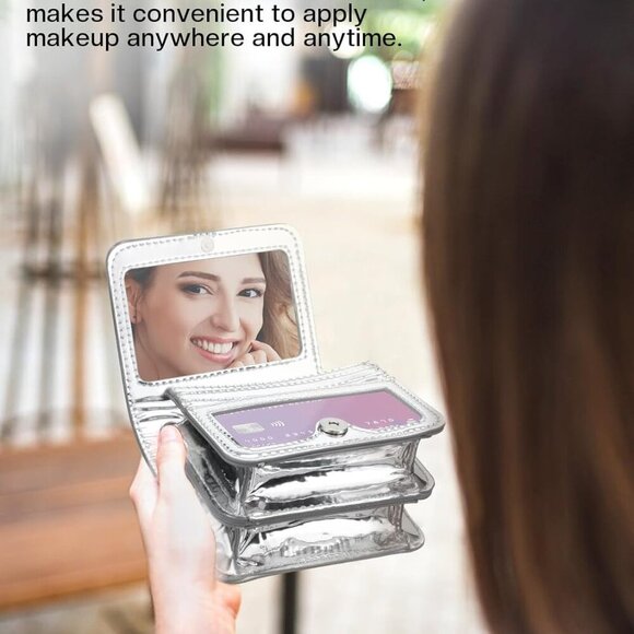 Mini Crossbody Bags for Women, Silver Evening Bags for Women with Built-in Mirro - Picture 2 of 9